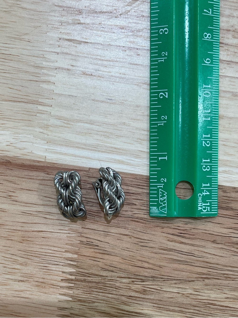 Vintage Sterling Silver Twisted Rope Knot Clip-On Earrings